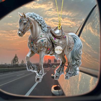 Horse Theme Acrylic Ornament 2D Flat Print Hanging Pendant for Horse Lovers Christmas Tree Decor And Equestrian Gift