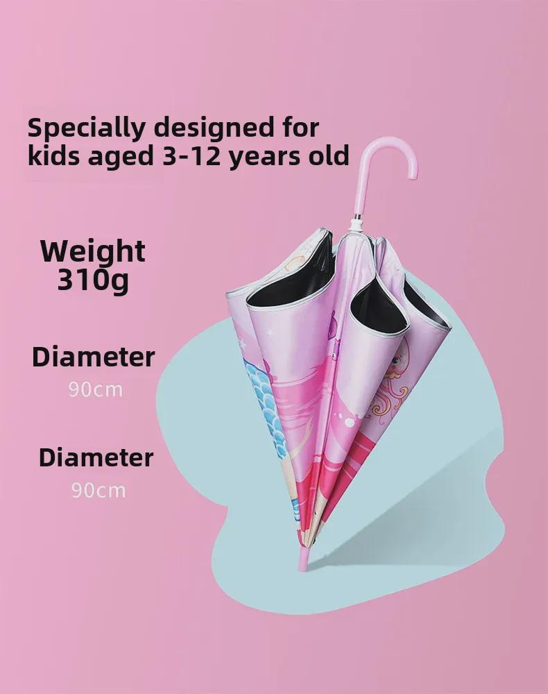 Children's Cartoon Umbrella: Safe, Rounded Corners, Anti-Puncture, Lightweight, Long Handle for Kindergarten & Elementary Boys and Girls.