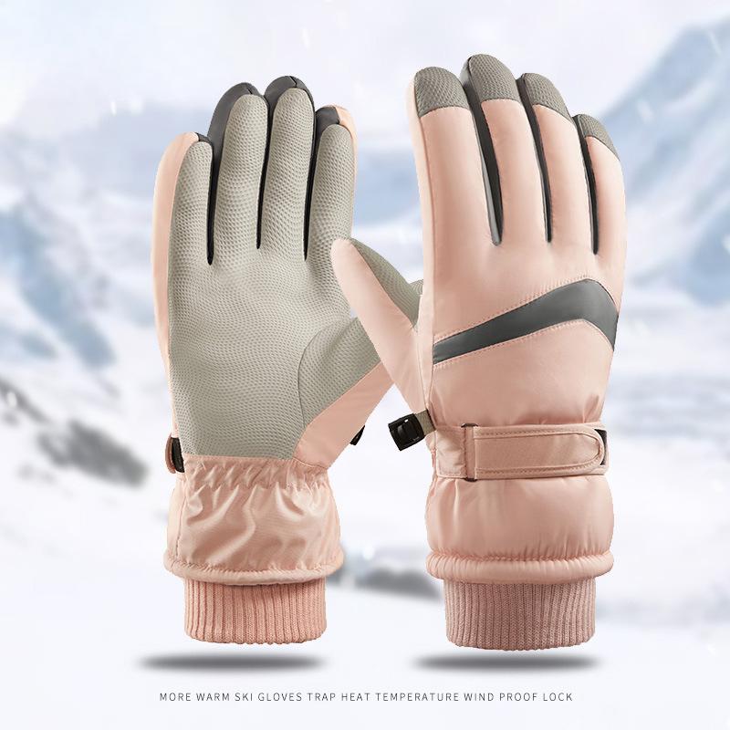 Ski Gloves for Men and Women Couples Autumn and Winter Outdoor Cycling Plus Velvet Thickened Cold Touch Screen Warm Gloves