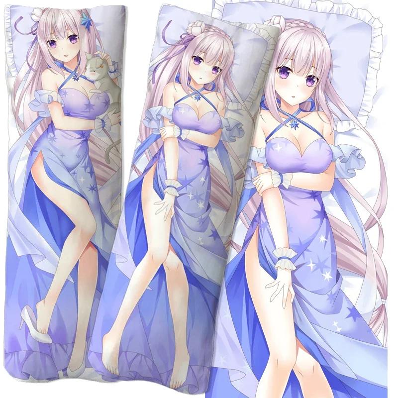 Anime Re:Zero Emilia Rem Ram Dakimakura Pillowcase Cushion Cover Hugging Body Pillow Case Game Otaku Pillow Cover