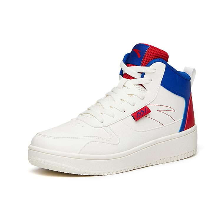 New Anta Life Collection Anti Slip Wear Resistant High Top Skateboard Shoes Men's White Blue 912038010-15