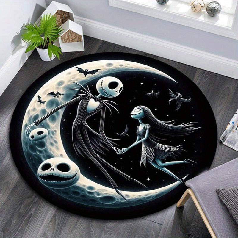 

1pc The Nightmare Before Christmas Round Area Rug - Non-Slip, Machine Washable Polyester Carpet for Living Room & Bedroom Decor 80cm by 80cm