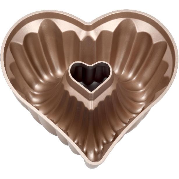 Heart Cake Pan, Aluminium Heart Shape Cake Mold Nonstick Baking Mold Dishwasher Safe 3D Charlotte Cake Pan for Birthday Wedding Christmas, 10 Inch