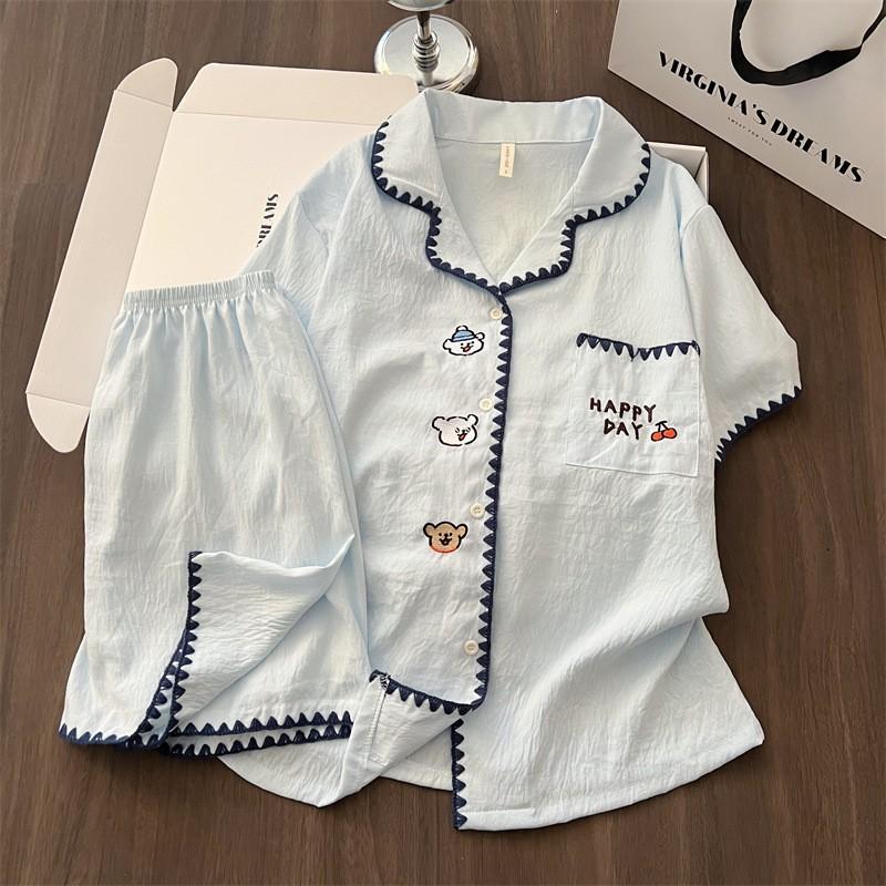 

Cloud cotton pajamas women s summer sweet women s large size cartoon summer high-end short-sleeved shorts loungewear set M