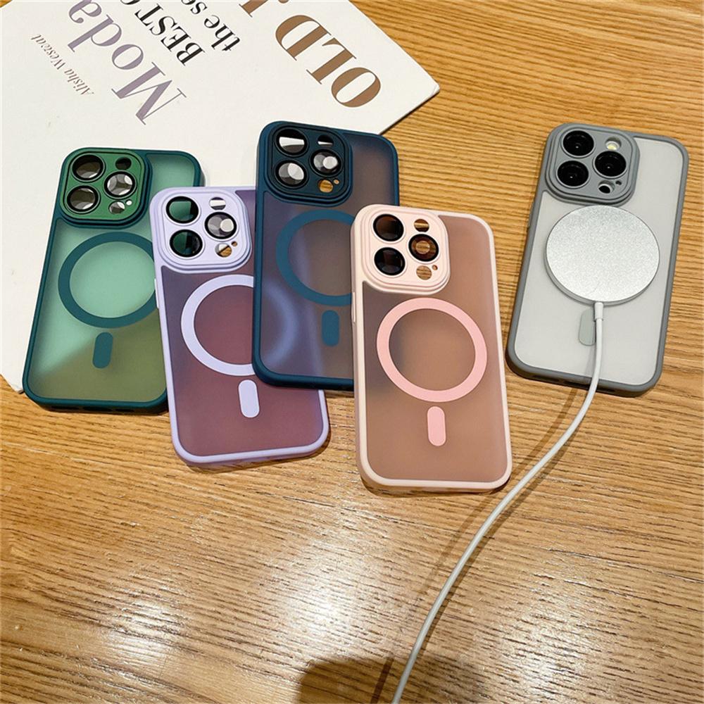 Für iPhone 16 15 14 13 12 11 Pro Max Magnetische Luxus Drahtlose Ladehülle Matt Transluzent Stoßfeste Hülle Für Magsafe Hülle