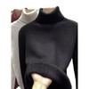 Womens Warm Knit Turtleneck Sweater With Fleece Lining Slim Fit Long Sleeve Top Winter