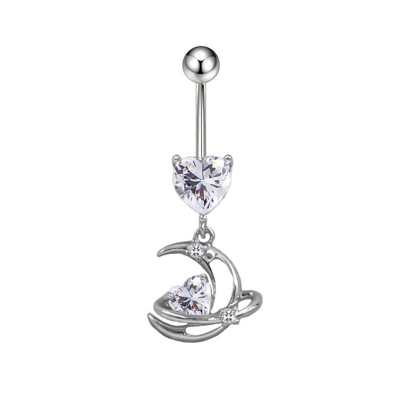 Gaibei Trendy Moon & Heart Navel Ring Jewelry
