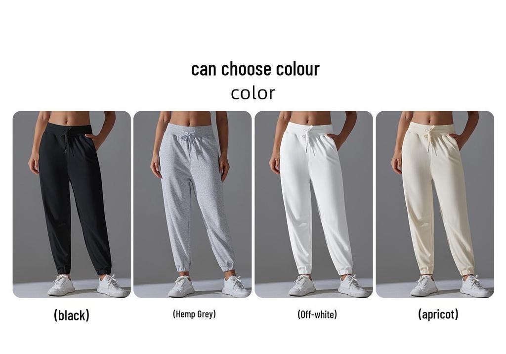 Women's High Elasticity Drawstring Yoga & Running Sweatpants – Breathable, Loose-Fit Cropped Sports Pants