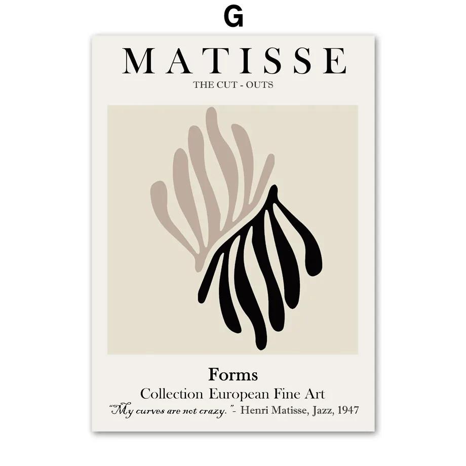 Black Abstract Matisse Coral Birds Leaves  Nude Wall Art Print Nordic Poster Canvas Painting Home Decor Pictures For Living Room