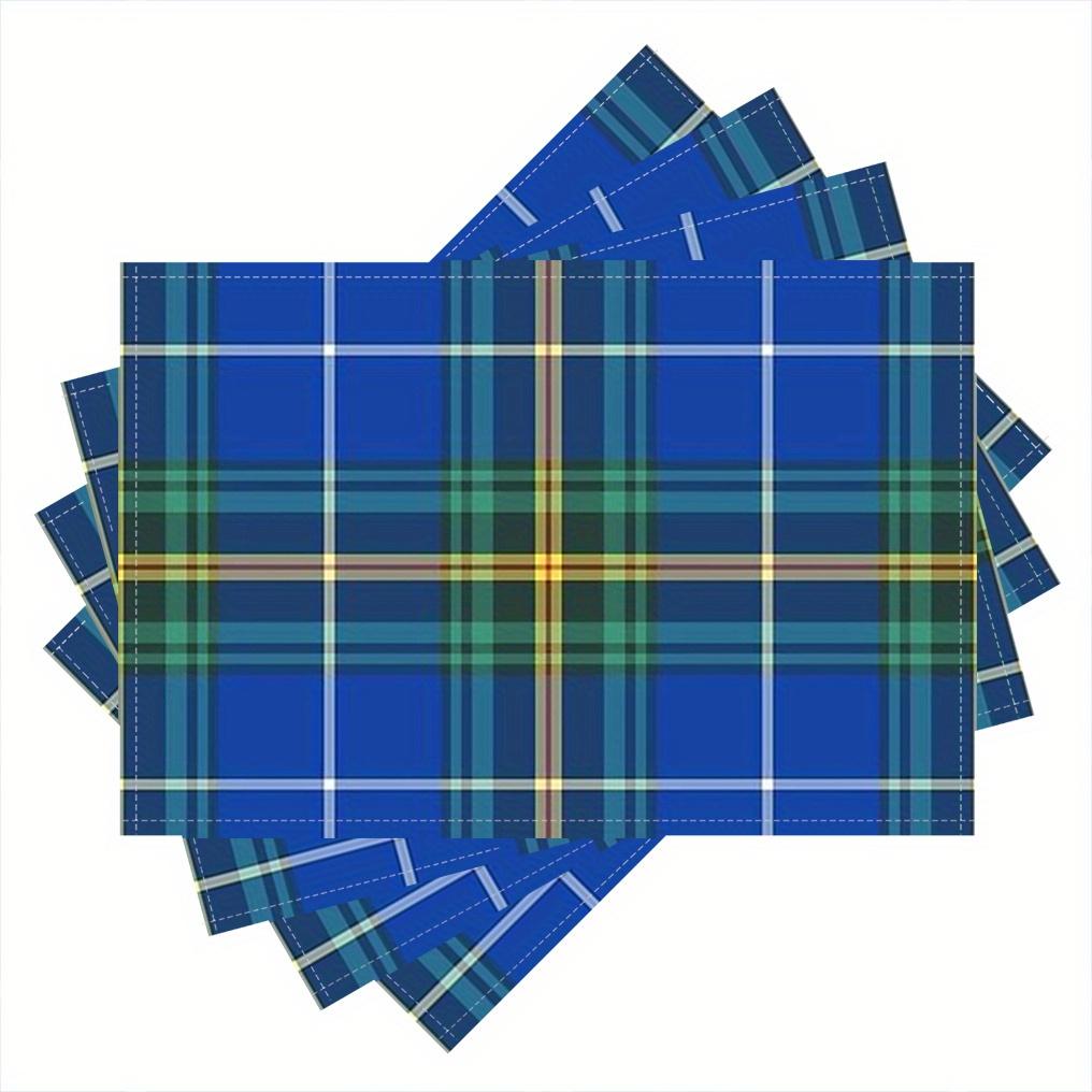 4-Pack Blue Plaid Table Mat Linen Placemat Washable Dining Mat Kitchen Decor Home Dining Accessories 4PCS