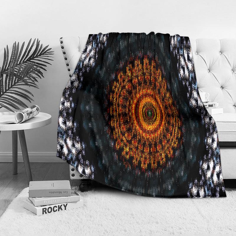 Colorful Mandala Round Dot Print Blanket Soft Fleece Throw Bed Sofa Cover Gift