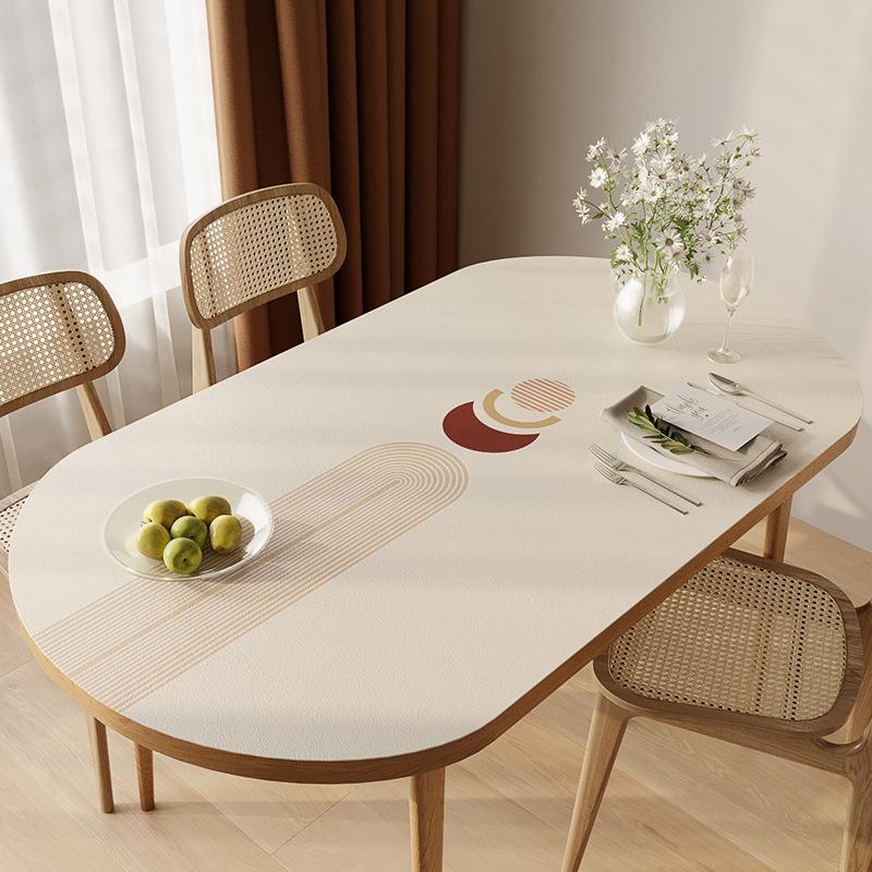 Oval Tablecloth Waterproof Oil-Proof Scalding Leave-In Oval Table Mat Leather Household Nordic Internet Celebrity Table Cloth