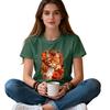 Maine Coon Cat T-Shirt | Autumn Fall Leaves Floral Ginger Cat | Lover Gift Tee