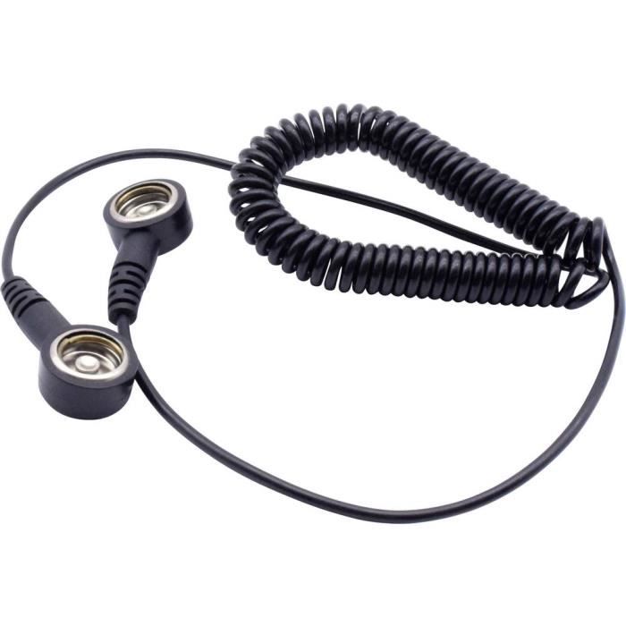 Quadrios Câble de mise à la terre antistatique (ESD) 1.80 m Pression mâle 10 mm