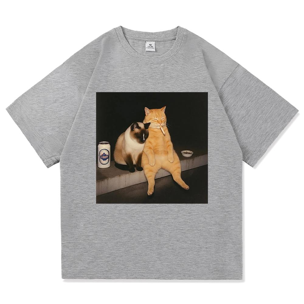 Divertente Gatto Che Fuma Sigaretta Meme Maglietta Moda Abbigliamento Donna Vintage Harajuku Vestiti T-shirt Harajuku Manica Corta Casual