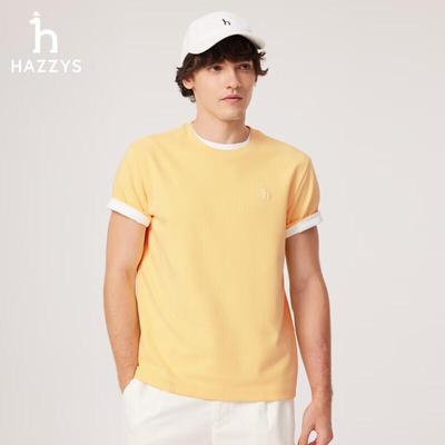 HAZZYS Men's Summer Relaxed-Fit Waffle Crew Neck T-Shirt