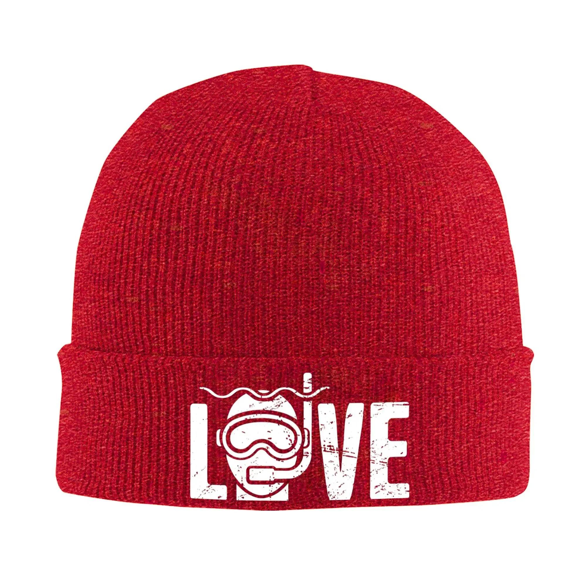 

Custom LOVE Scuba Diving Bonnet Hat Hip Hop Knit Hats Unisex Women Unisex Adult Winter Warm Skullies Beanies Caps One Size