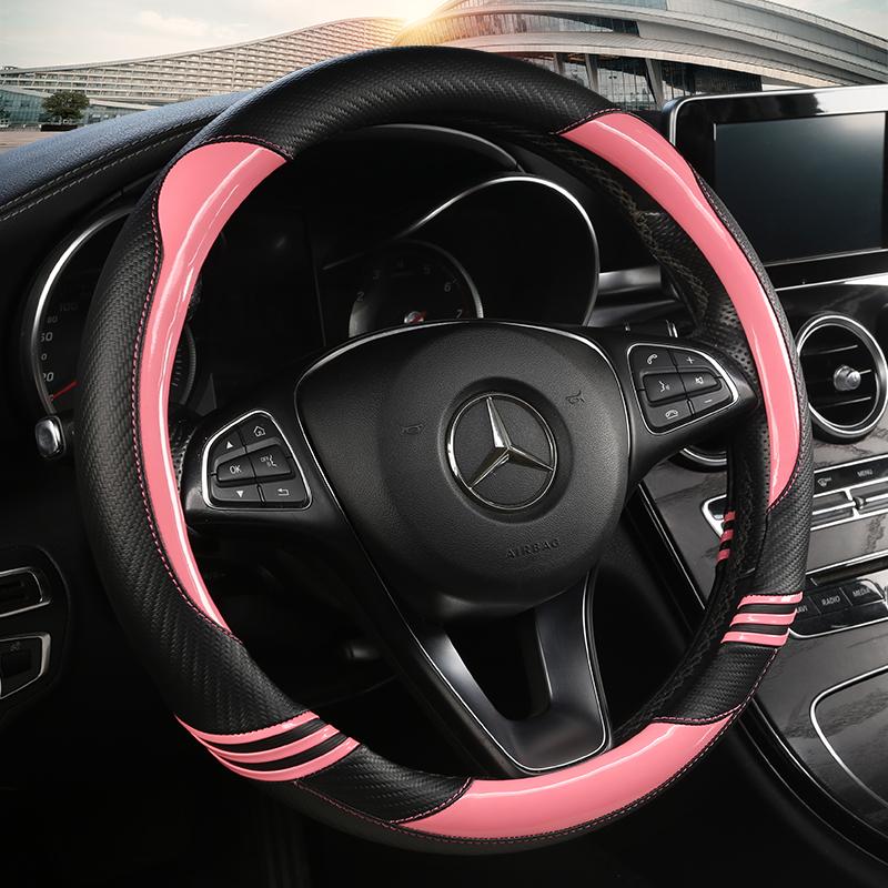 Anti Slip Car Carbon Fiber Steering Wheel Cover for Mercedes Ben AMG 38cm Models A C CLA E GLA GLC GLE S B CLS Class