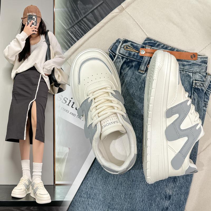 Spring and Autumn new sports and leisure ins platform leather single shoes board shoes