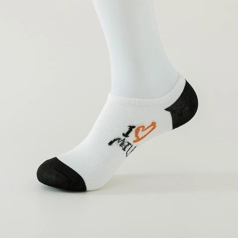 5 Pairs of WOMEN'S Boat Socks Invisible Low Cut Silicone Anti Slip Summer Ankle Socks Cotton Heart Mesh Breathable