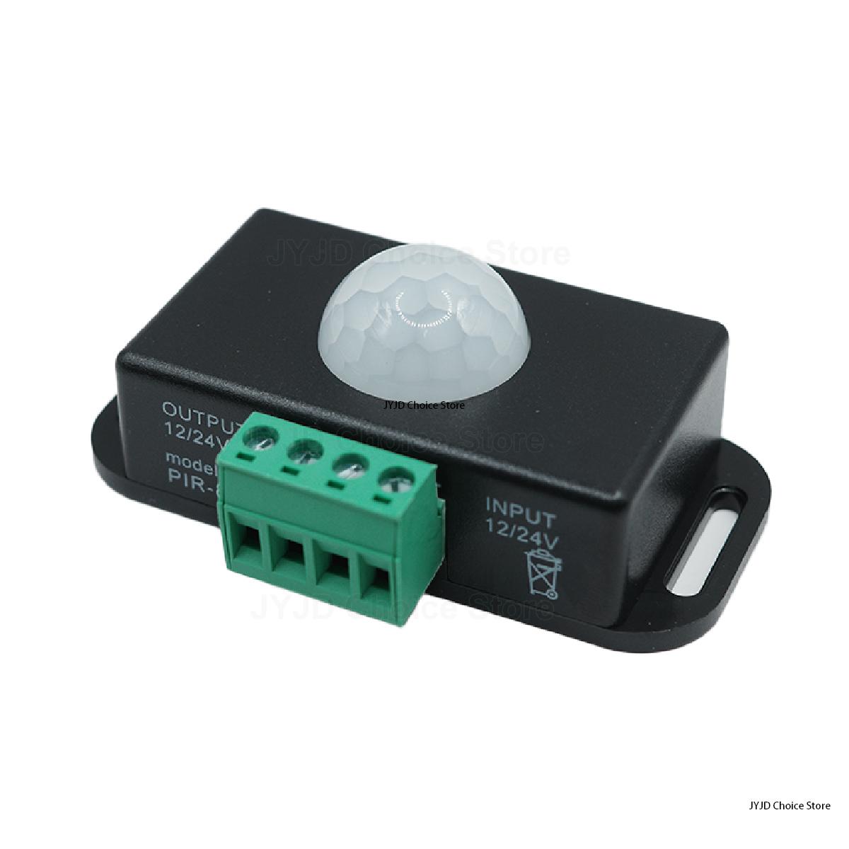 Переключатель с PIR-датчиком движения DC 12V-24V 8A Автоматический регулируемый датчик движения Инфракрасный PIR-датчик движения для светодиодного освещения