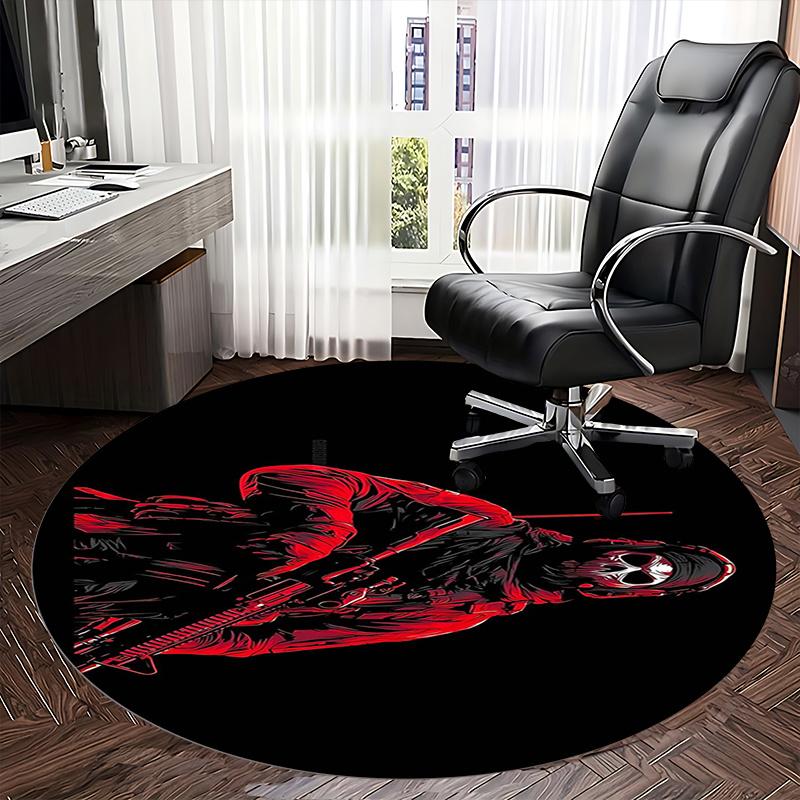 Grim Reaper,Military Gear Chair Mat Round Rug Office Carpet, Machine Washable, Non Slip, Suitable for Living Rooms, Bedrooms