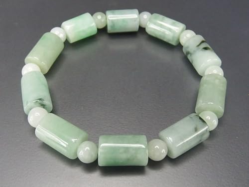 [Stone Town] Natural Jadeite Cylinder with Jade Pattern, Approx. 8.5mm, Design Bracelet
