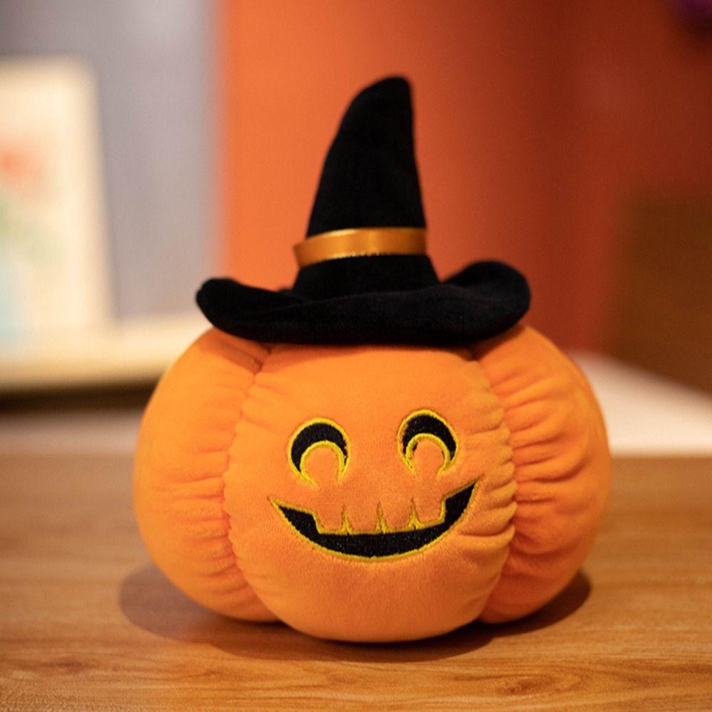 PP Cotton Halloween Plush Toy Wearing Hat Halloween Pumpkin Throw Pillow  Home Decoration