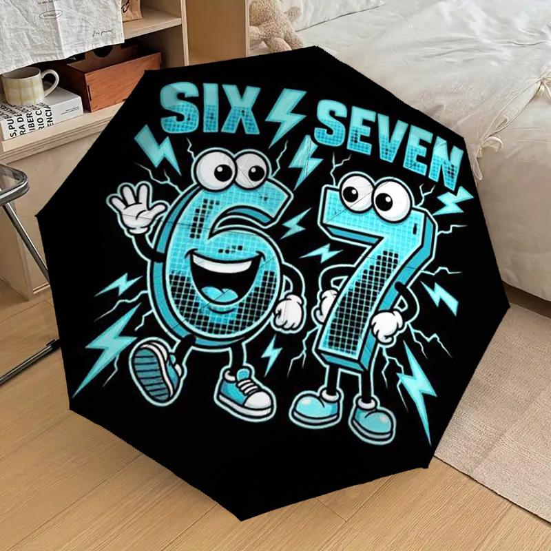 1PC Six Seven Automatic Open/Close Umbrella with Windproof, 8-Rib Sturdy Canopy, Durable Ribs, Fashionable Design,1229A