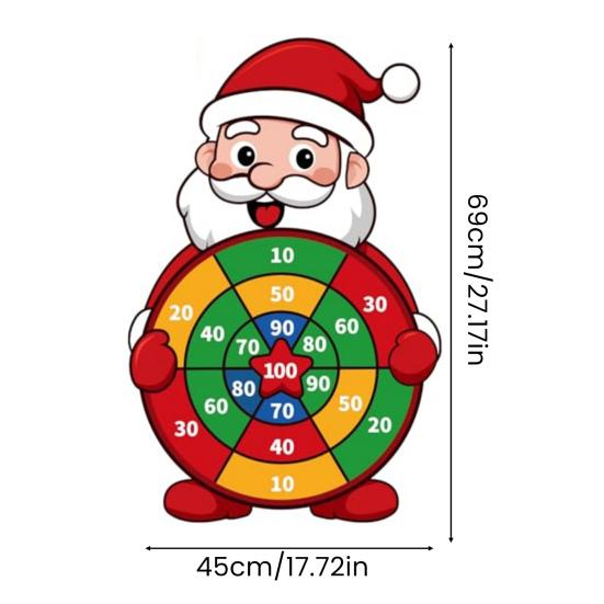 Yousheng Santa Claus Dart Board with 12 Sticky Balls And 12 Dart Large Christmas Party Games for Family Kids Adult Party Activities
