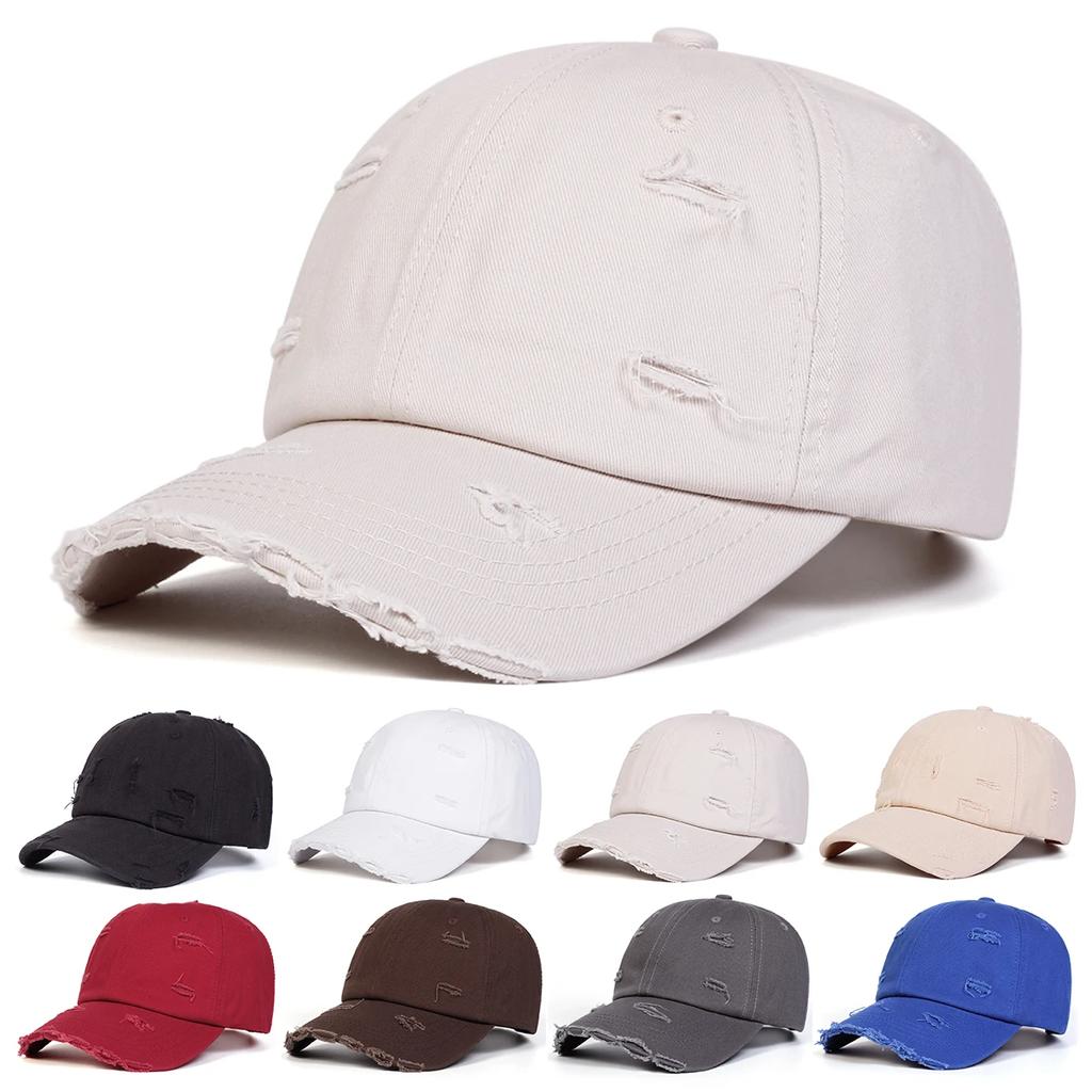 Unisex Ripped Denim Washed Baseball Caps Spring Autumn Outdoor Adjustable Casual Hats Sunscreen Hat Sports Cap