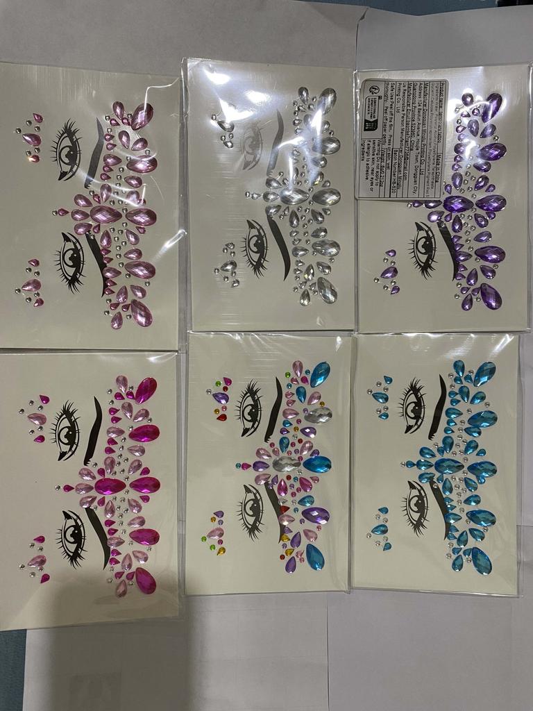 Charm Face Body Crystal Diamond Stickers temporary tattoo Glitter Face Rhinestone Sticker Temporary Stickers sticker 1Sheet Festival Music Party