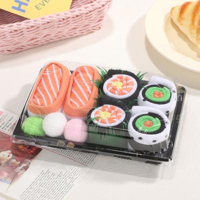 3 Paar Lustige Sushi Socken Thunfisch Lachs Gurke Maki Socken Baumwollmischung Lustige Japanische Lebensmittel Socken in Box Geschenk für Männer Frauen