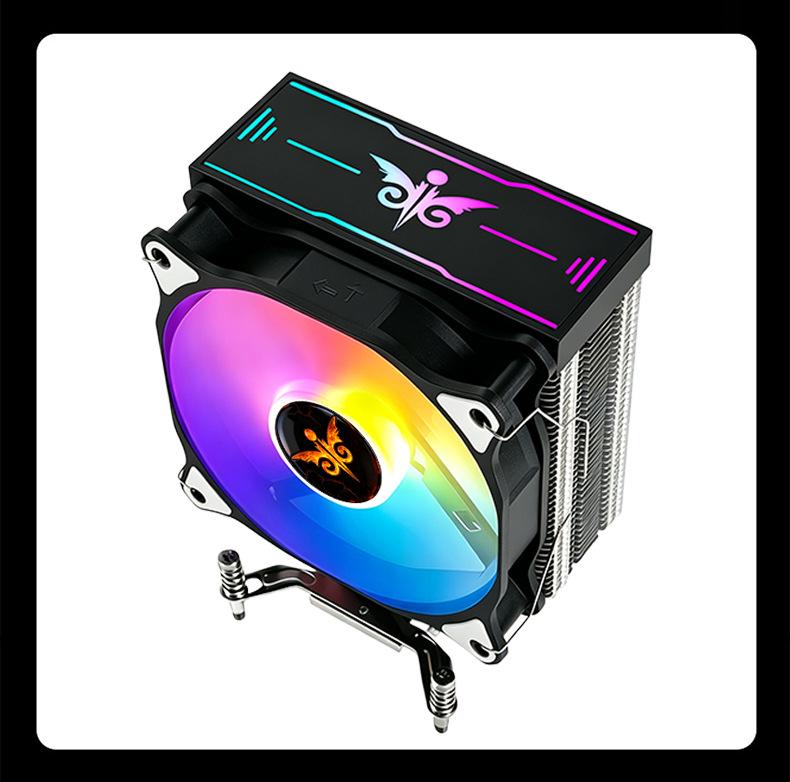 Silent Desktop CPU Cooler with 4 Copper Pipes, 12cm Tower Fan, Colorful LED, and Temperature Control for LGA2011/x79/x99 Sockets.