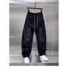 New 2026 thickened men's jeans, loose straight casual wide-leg pants