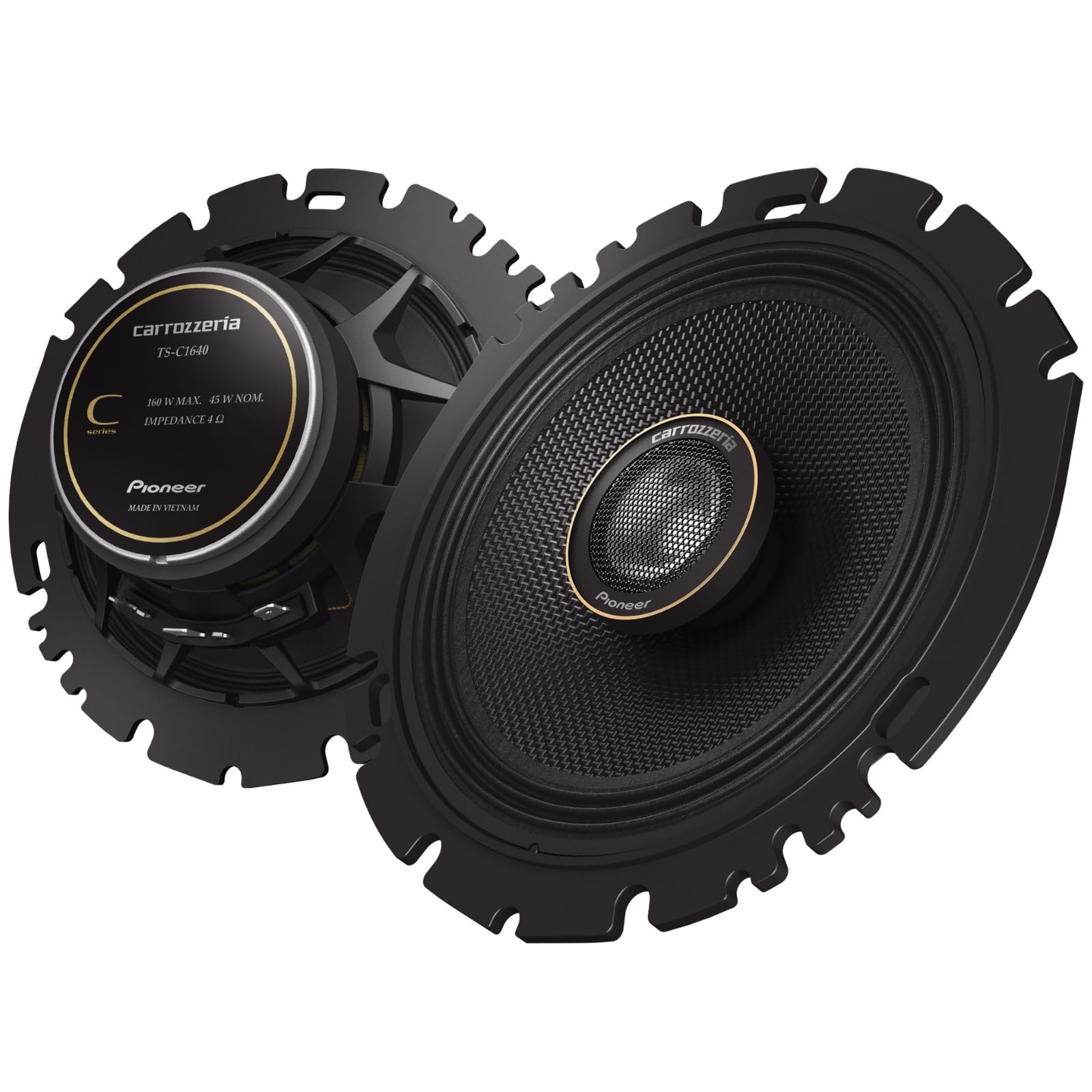 Pioneer TS-C1640 16cm Custom-Fit Coaxial 2-Way Speakers with High-Resolution Audio Compatible, Carrozzeria