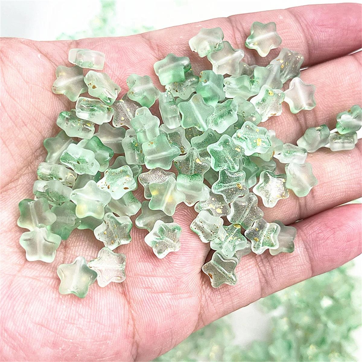 2025 30pcs 8mm Fashion Five-pointed Star Matte Glass Beads Spacer Beads for Jewelry Making DIY Handmade Bracelets Trend Material 30pcs