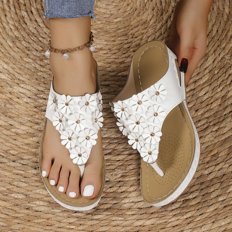 

Rivet Flower Women s Sandals Wedge Heel Women s Shoes Mezzanine Slippers 36 белый