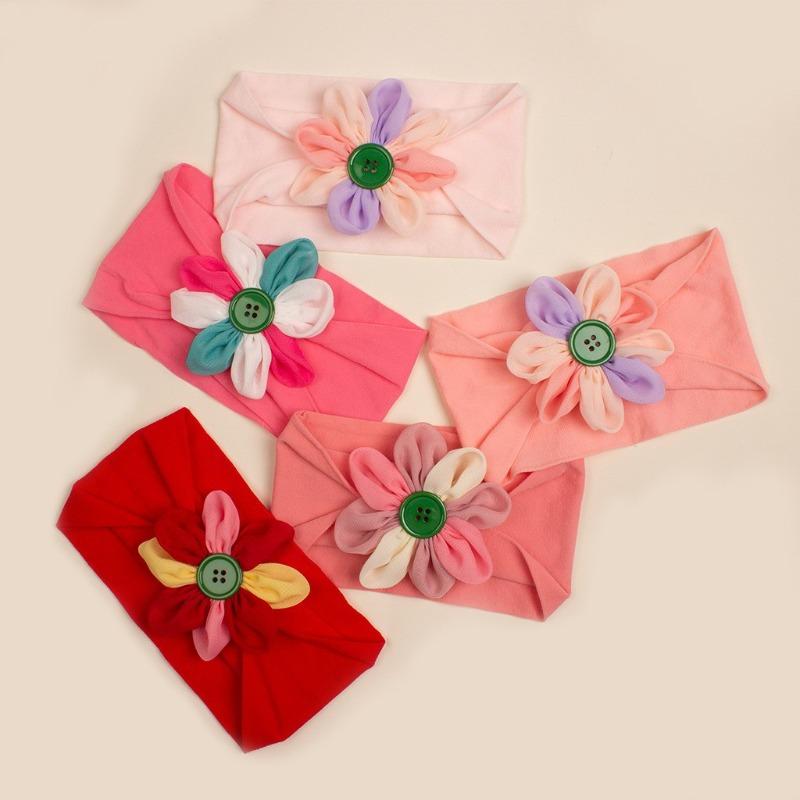 New Children's Nylon Elastic Headband, Baby Candy-colored Flower Headscarf, Summer Thin Baby Hair Accessories
