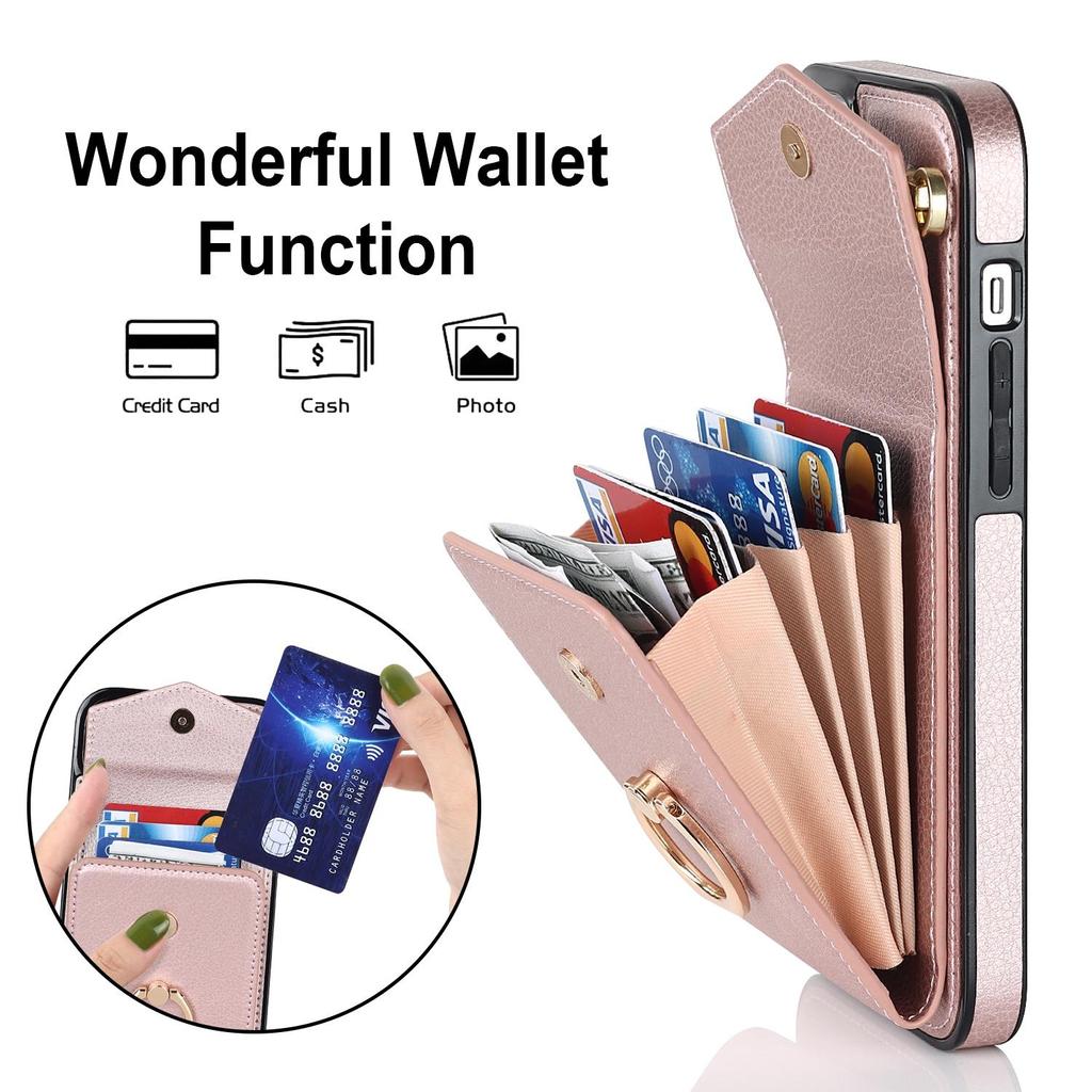 Crossbody Card Bag Wallet Ring Holder Kožené pouzdro pro iPhone 15 14 13 12 11 Pro Max XS MAX XR pro Samsung S23 S22 S21 S20 Ultra Plus A14 A13 A53 A54