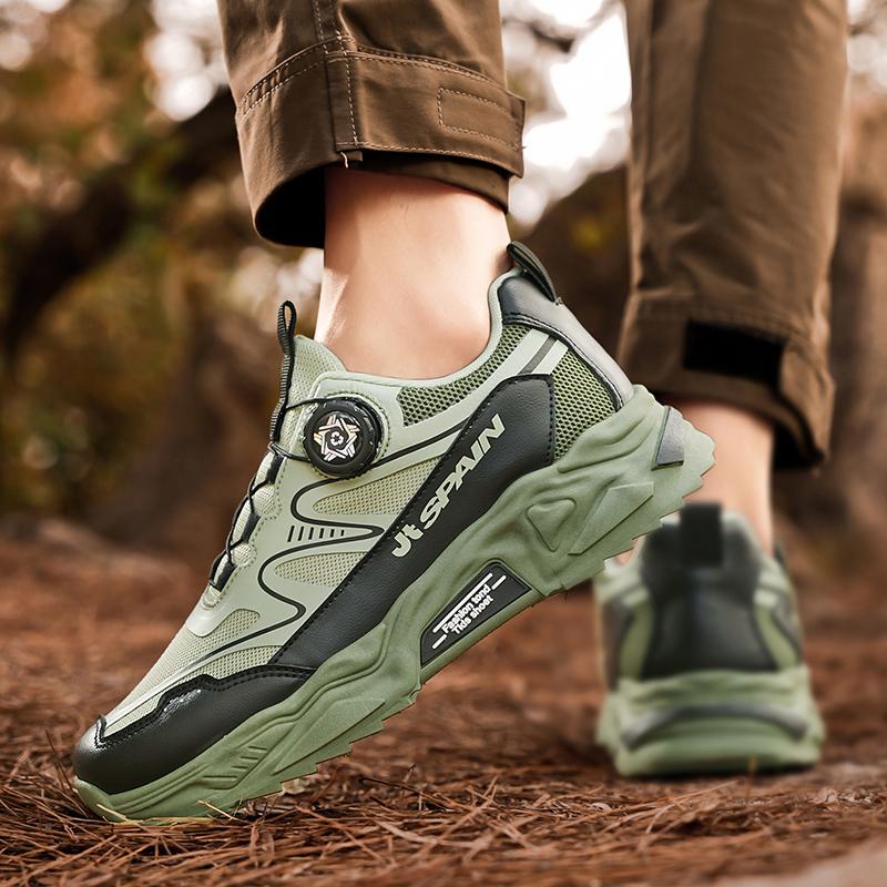 Atmungsaktive Weichsohlen-Sneaker Herren-Freizeit-Sportschuhe vier Herbst-Neuheiten rotierende Schnürsenkel Komfort Outdoor Laufschuhe