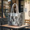 Gothic Skull Pattern Tote Bag Fashion Daily Carry Shoulder Bag Lightweight Casual Handbag
