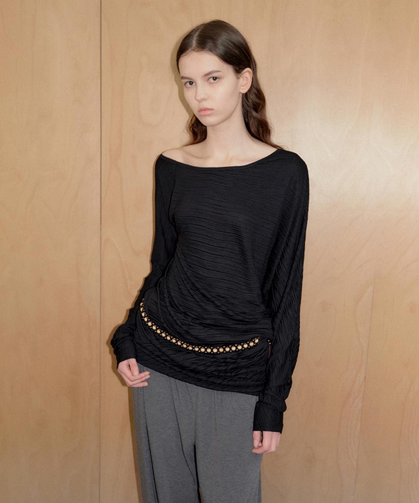 SYMMETRICPERCENT Unbalance Pleated Top / Black