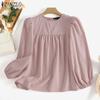ZANZEA Women Blouse Casual O-neck Long Sleeve Cotton T-shirt
