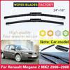 For Renault Megane 2 MK2 2006 2007 2008 Front Wiper Blades Windshield Windscreen Window Car Rain Brush Car Accessories 24"+18"
