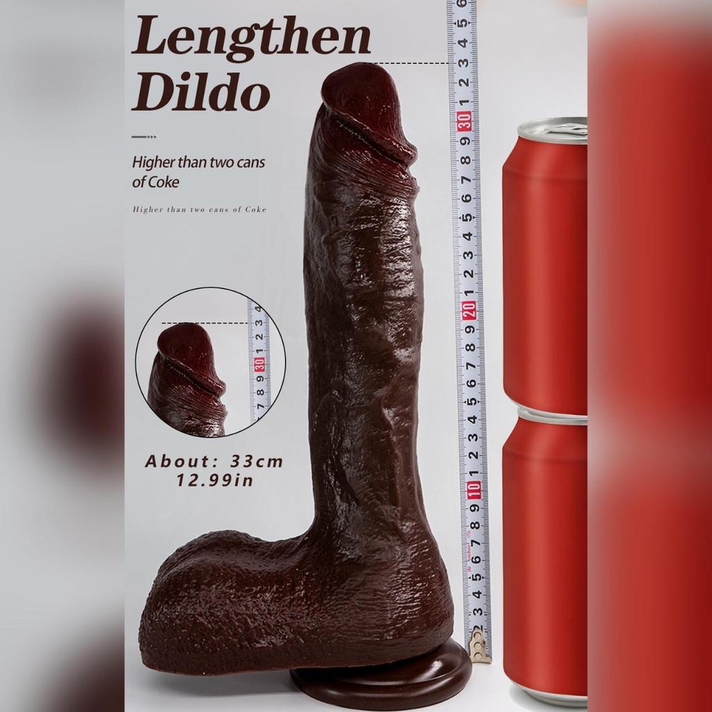 Extra Large Realistic Dildo – 5 Sizes Up To 33cm, Soft Liquid Silicone Penis Toy with Strong Suction Cup, Female & Couple Sex Toy