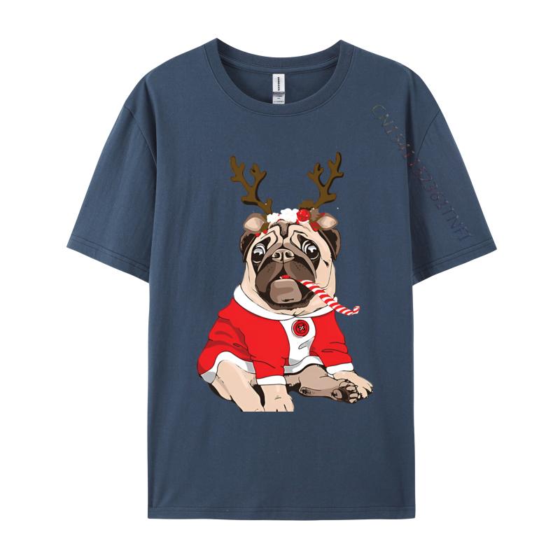 Graphic T Shirts Men Pug Deer Pug Lovers Reindeer Christmas Tshirt Soft Breathable Cotton Tops Tee 3xl Men Clothing