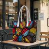 Vibrant Ethnic Pattern Tote Bag Chic Portable Daily Use Casual Handbag