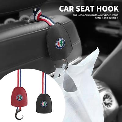 1Pcs PU Leather Car Seat Back Hooks Interior Accessories For 159 Giulietta Giulia 147 Mito 156 Stelvio Volante