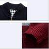 Men's Long-sleeved Stand-up Collar Colorblock Plush Thickened Cardigan Sweater Slim Fit Casual Sweater